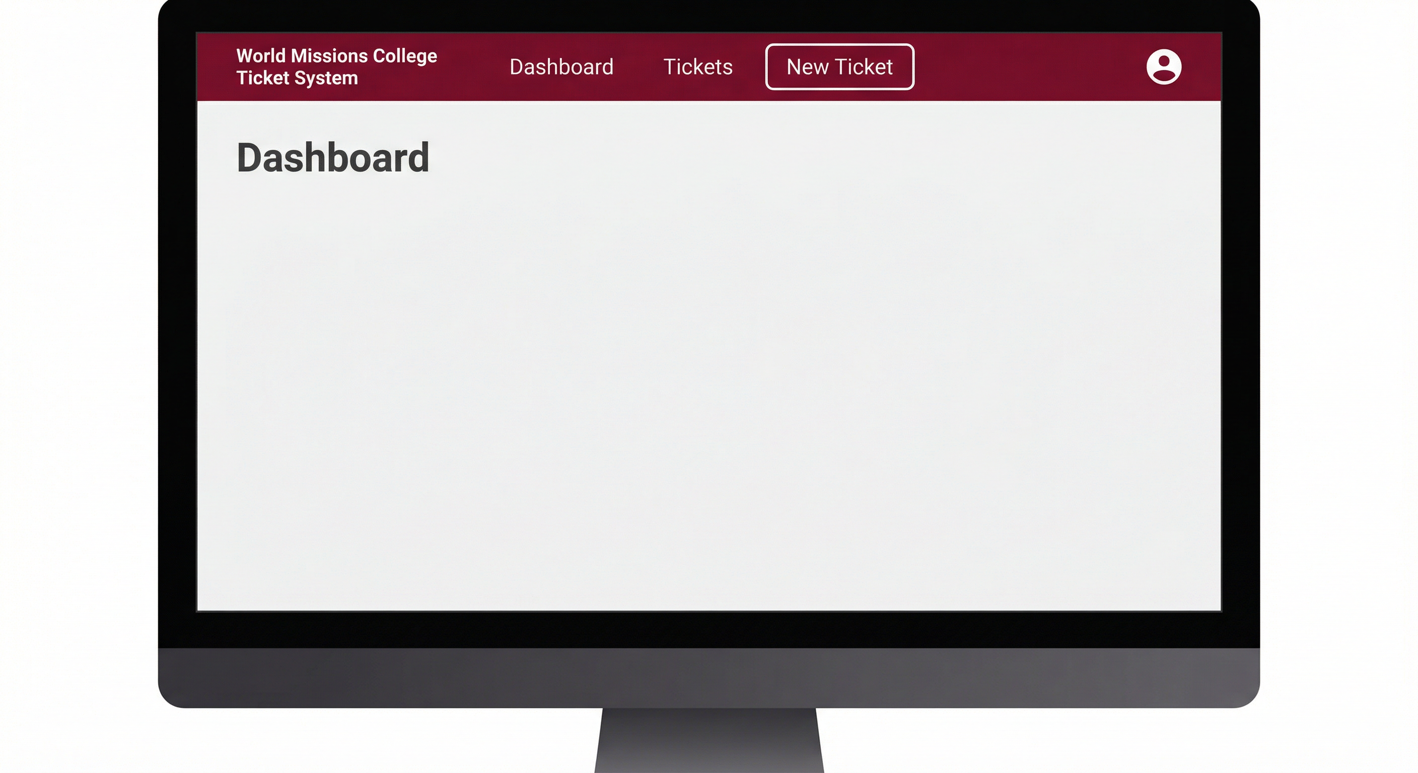 Dashboard e menu New Ticket