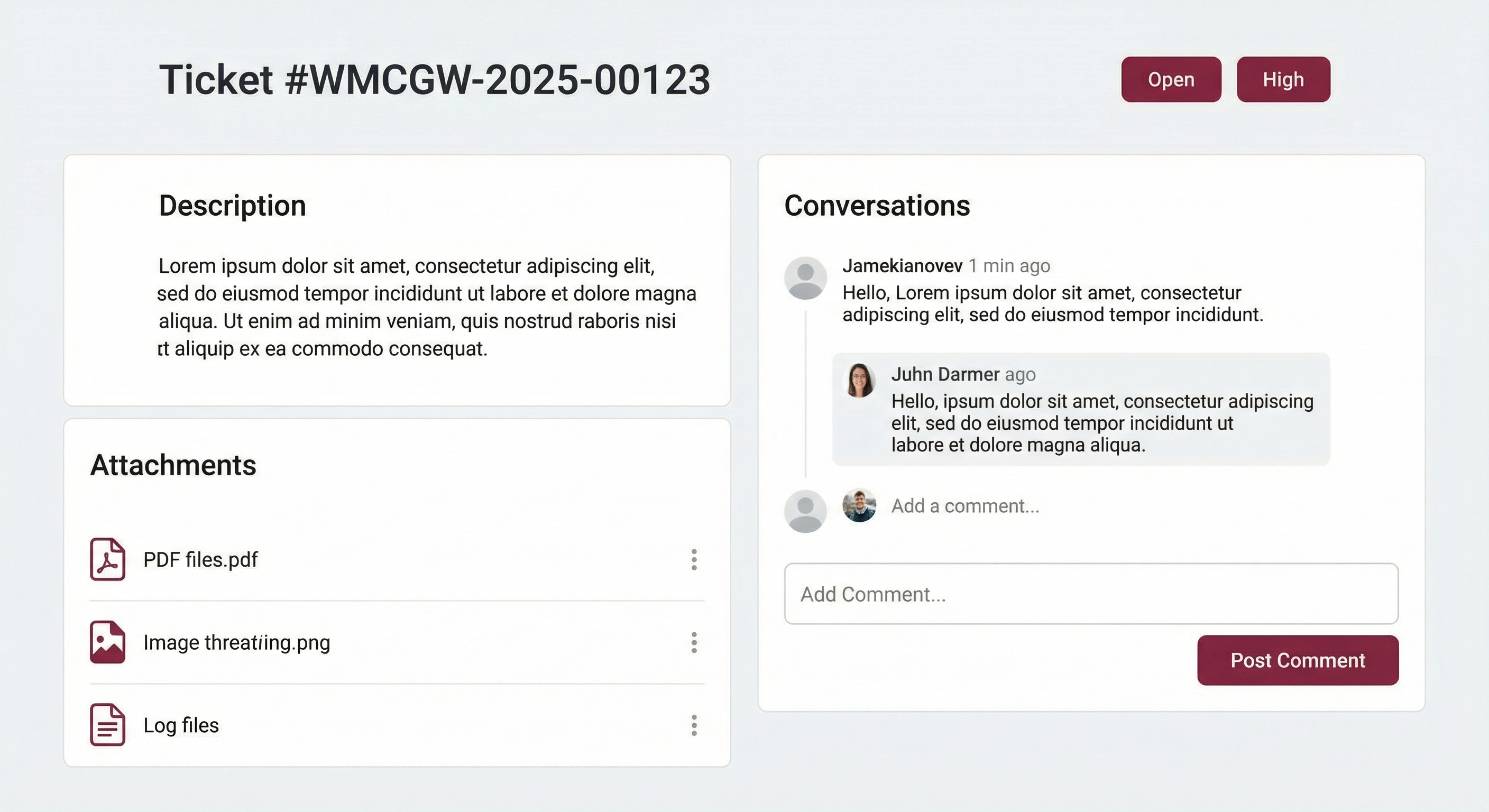 Detalhes do ticket criado